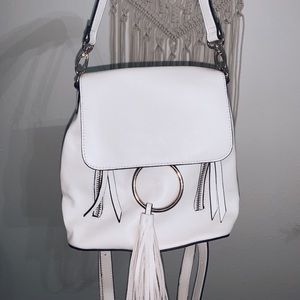 White mini backpack purse